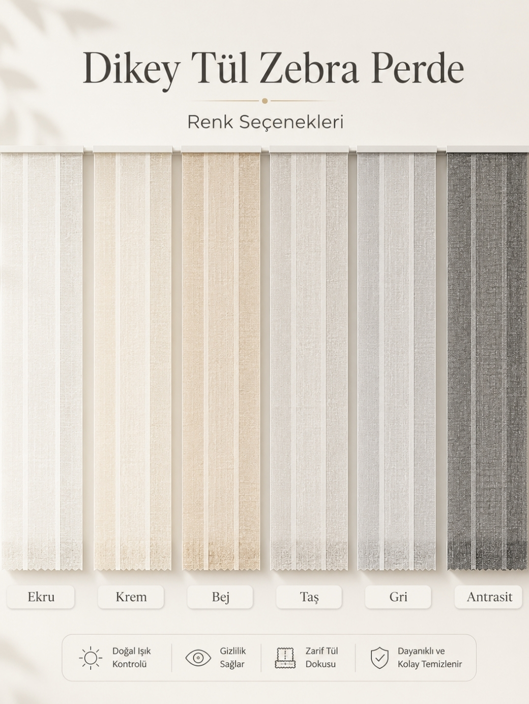 Dikey Tül Zebra Perde - Görsel 5